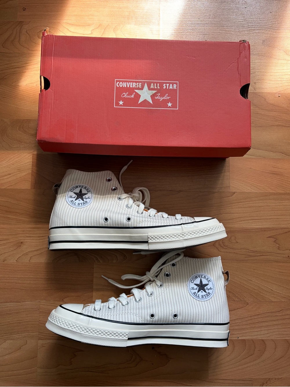 Converse Chuck 70 High Top Sneakers Striped Cream Sneakers Size 9.5/11.5 US size